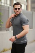 Erkek Fermuarlı Yakalı Kısa Kollu T-shirt resmi